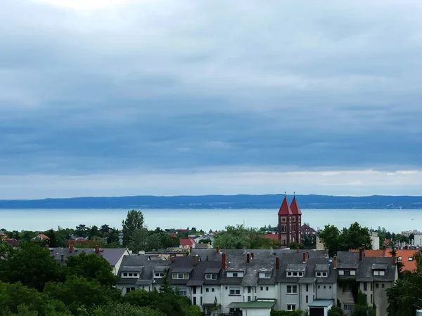 Uitzicht Balatonmeer Balatonfured Een Stormachtige Dag — Stockfoto