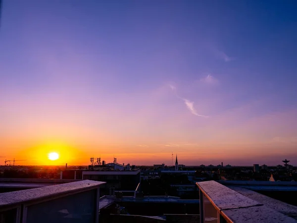 Vista Aérea Sobre Szeged Durante Puesta Del Sol Día Verano —  Fotos de Stock