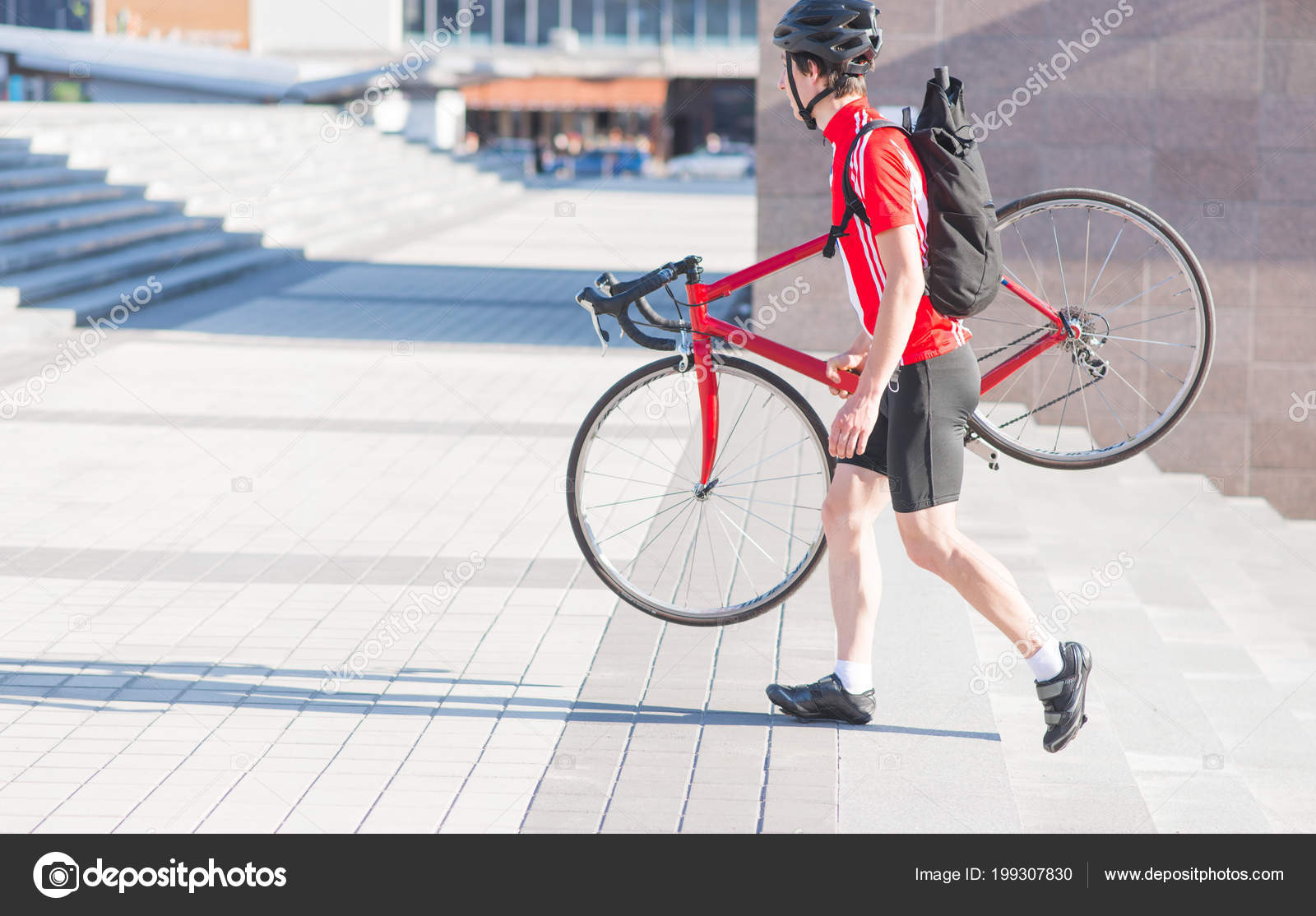 riding a bike with a backpack