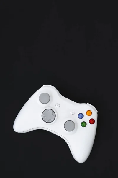 Joystick Branco Fundo Preto Gamepad Para Console Isolado Fundo Escuro — Fotografia de Stock