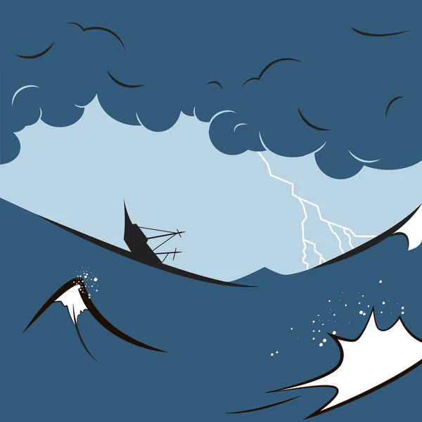 Fırtına ve gemi — Stok Vektör