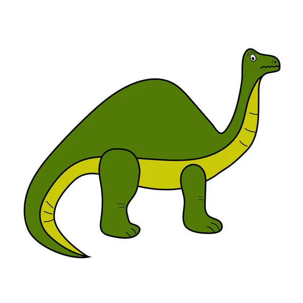 恐竜ブロントサウルスは単離された 漫画風 子供用ベクトルイラスト — ストックベクタ