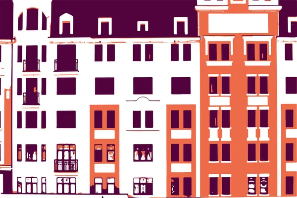 Pencere vektör arkaplanlı bina cephesi. Kentsel düzen