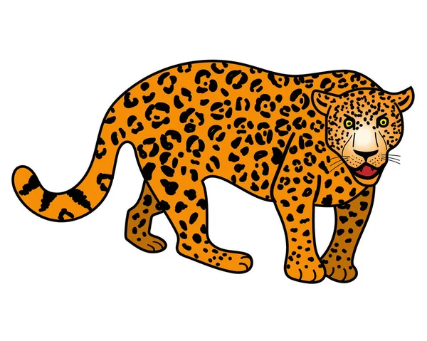 Леопард Стиль Мультфільму Векторні Ілюстрації Ізольовані — стоковий вектор