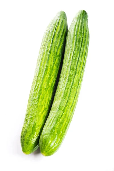 Fresh Beautiful Long Cucumbers Were Photographed Studio — Stock Photo, Image