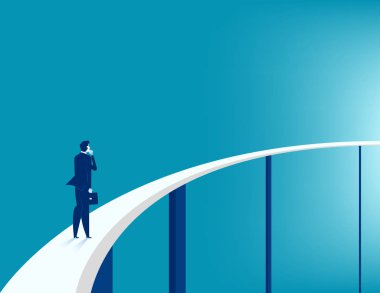 Yol iş başarısı için bakarak iş adamı. Kavram iş vektör çizim.