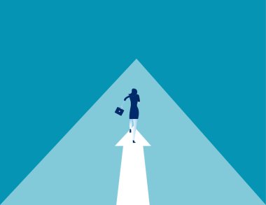 Ok üzerinde çalışan iş kadını. soyut resim iş. İş vektör.