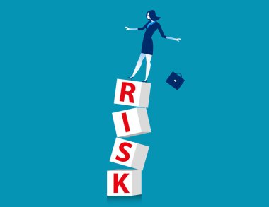 Yüksek riskli. Küpte ayakta işkadını. Kavram bsuiness illüstrasyon vektör.