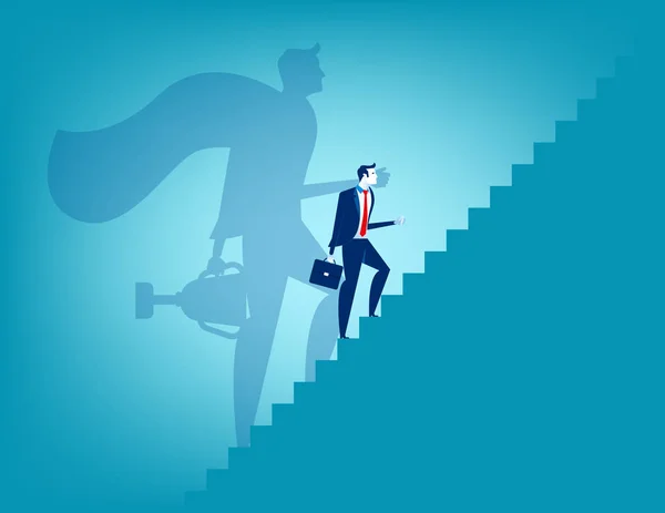 Homme Affaires Escalier Vers Succès Illustration Vectorielle Métier Concept — Image vectorielle