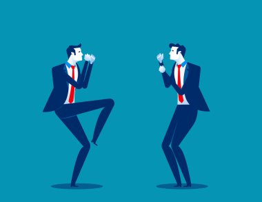 İşadamı mücadele. Kavram iş vektör çizim. Düz vektör