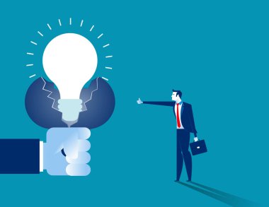 Yeni fikirler. El sıkmak ampul. Kavram iş vektör çizim.