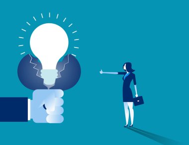 Yeni fikirler. El sıkmak ampul. Kavram iş vektör çizim.