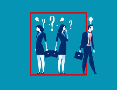 Kutunun dışında düşünmek. İş kişi fikirleri. Kavram iş vektör çizim.