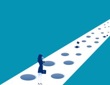 İş ve başarıya giden yol üzerinde tuzak. Kavram iş vektör çizim.