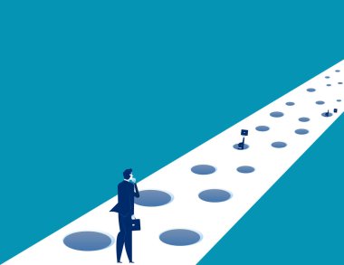 İş ve başarıya giden yol üzerinde tuzak. Kavram iş vektör çizim.