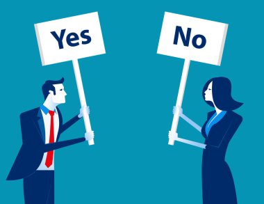 Farklı görüşler ile iş adamları. Kavram iş vektör çizim.