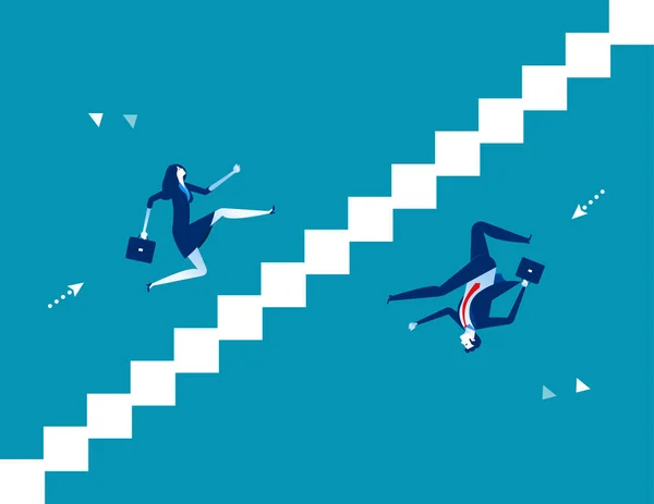 Hombre Negocios Corriendo Escaleras Arriba Abajo Concepto Negocio Vector Ilustración — Vector de stock