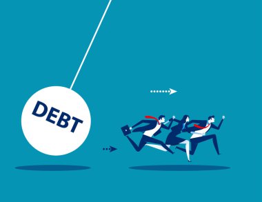 İş takım büyük borç bombayla. Kavram iş vektör çizim.