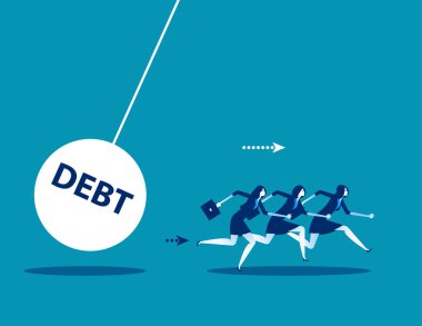 İş takım büyük borç bombayla. Kavram iş vektör çizim.