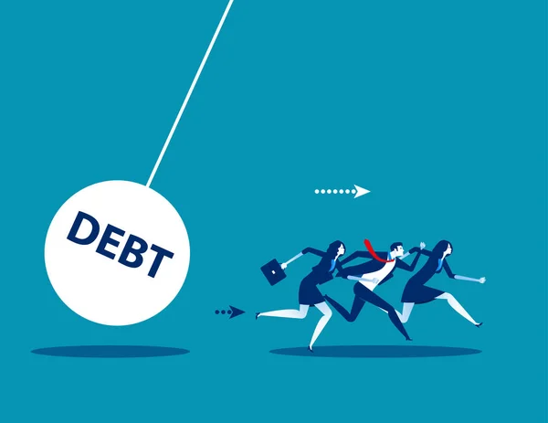 Business Team Huge Debt Bomb Concept Business Vector Illustration — Stock vektor