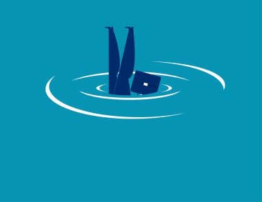 Drowning. Businessman and water jump. Concept business vector illustration.