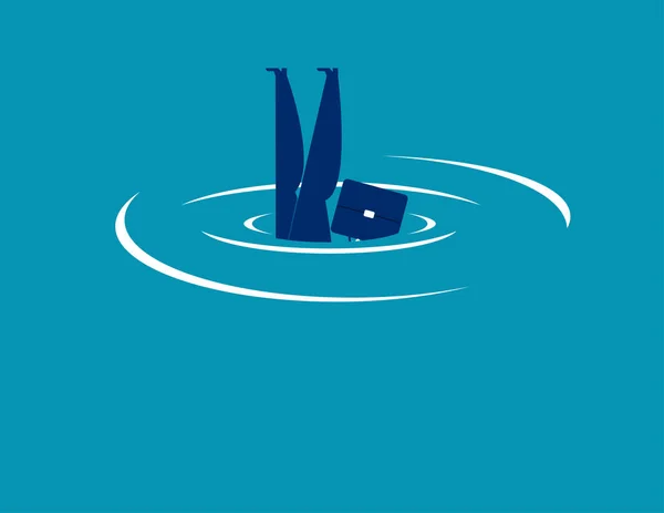 Drowning Businessman Water Jump Concept Business Vector Illustration — Stok Vektör