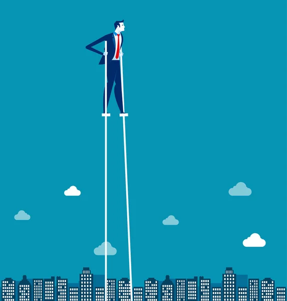 Businessman Stilts Walking City Concept Business Vector Illustration — Stock Vector