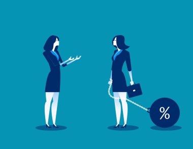 Kadın işkadını zinciri için söz eller bağlanmış. Kavram iş vektör çizim. Karakter düz tasarımı.