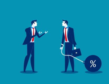 İşadamı bağlı zinciri eller için konuşan adam. Kavram iş vektör çizim. Karakter düz tasarımı