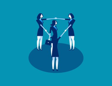 Ekip çalışması. İş kişi etrafında bir çember içinde. Kavram iş v