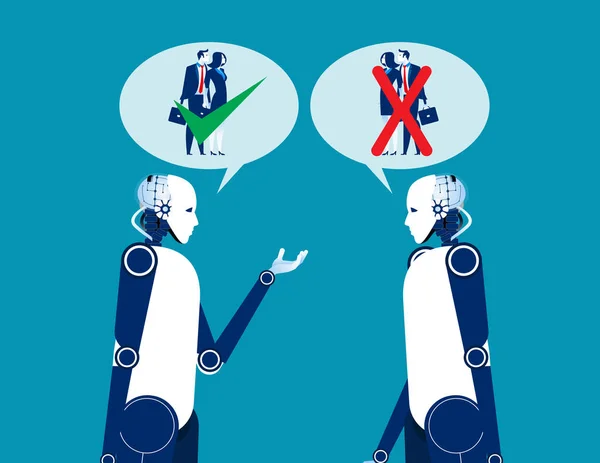 Twee robot over mensenrechten. Begrip bedrijf vector illustrat — Stockvector