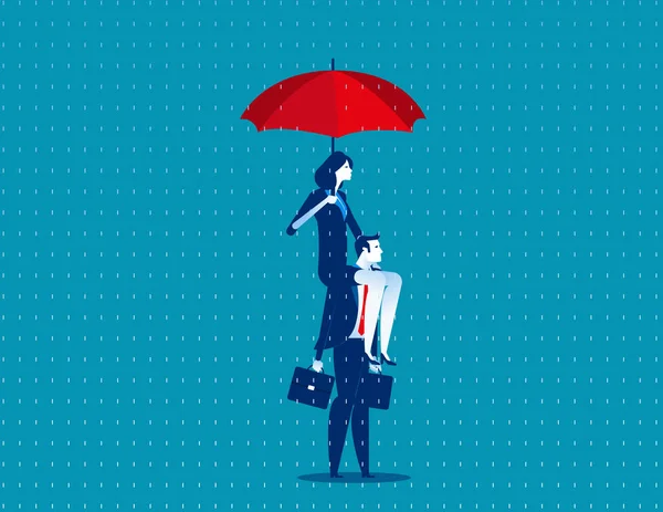 Деловые люди и зонтик. Концепция бизнес-векторных иллюстраций — стоковый вектор