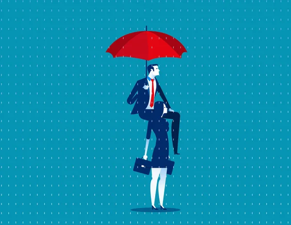 Empresários e guarda-chuva. Conceito negócio vetor ilustrati — Vetor de Stock