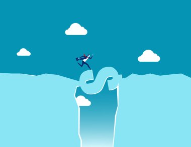 İşadamı ve dolar işareti. Konsept iş para vektör il