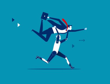 Robot kaldırma işadamı. Konsept iş vektör illüstrasyon.