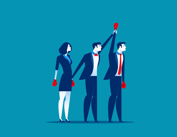 Чемпион по боксу. Комитет поднимает руку и объявляет победителя. Консеп
