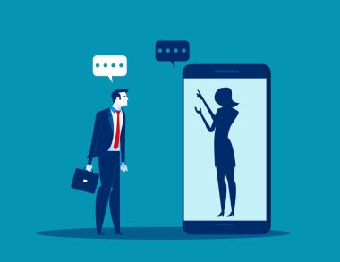 Smartphone içinde anonim kişi ile konuşurken işadamı. 