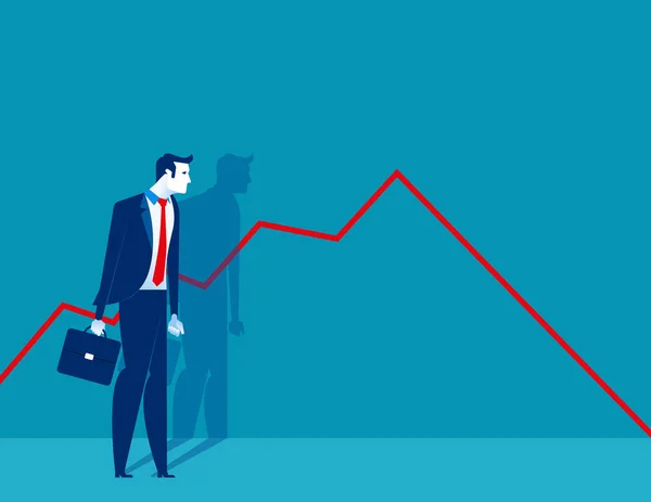 Empresário de pé e olhar um gráfico em declínio. Concept busines —  Vetores de Stock