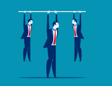 Lider -lik. Yönetici, asılı personel ile Bar tutuyor. Konsept otobüs