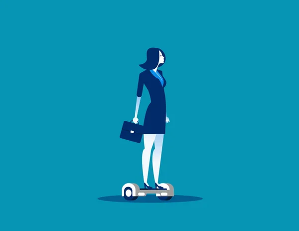Zakenvrouw rijden op wedstrijd Hoverboard. Concept Business vector cijferver — Stockvector