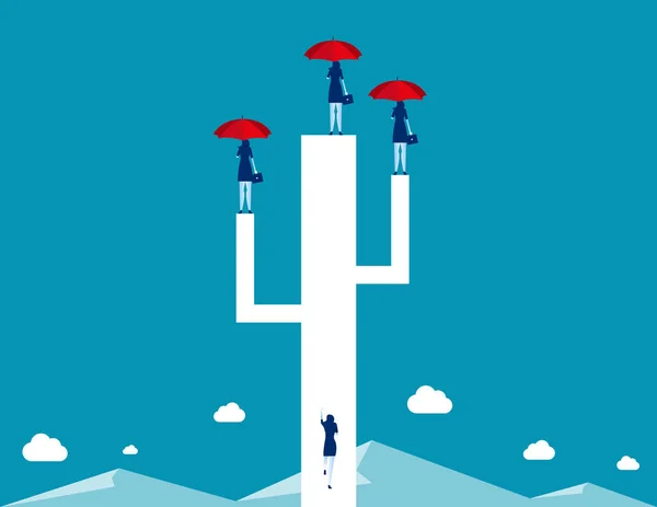Zakenvrouw staand en holding Red Umbrella. Concept — Stockvector