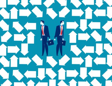 İş adamları ok labirentinde kapana kısıldılar. Kavram iş vektörü i