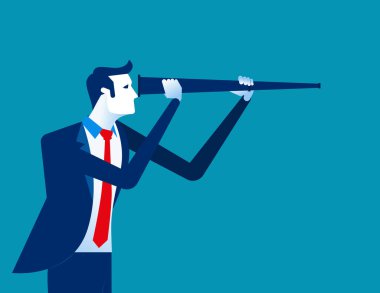 Geleceğe bakan bir iş adamı. Kavram iş vektör illus