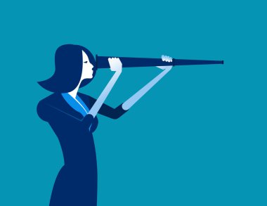 Geleceğe bakan iş kadını. Kavram iş vektör ü