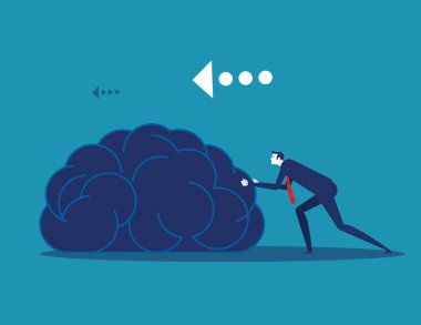 İş adamı beyin iter. Kavram iş vektör illüstrasyon. Fl