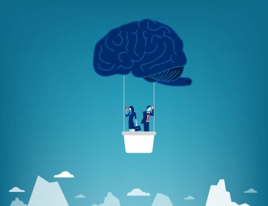 Beyin Balonu. İş ekibi ve arama. Konsept iş vec