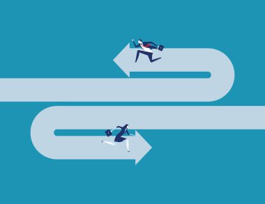 İş ekibi ters yönde koşuyor. Konsept iş vecto