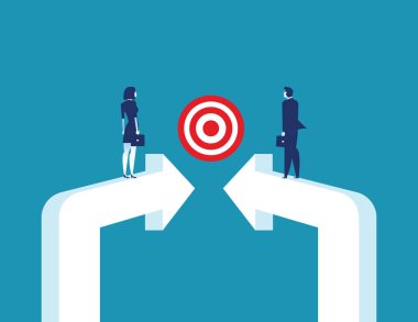 Birlikte hedef alındı. İş ortaklığı ve hedef. Konsept busi