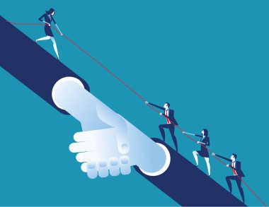 Lider iş ekibine yardım ediyor. Kavram iş vektör illustrati