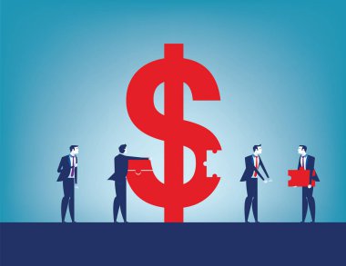 Meslektaşları yatırım başarısı. İş ekibi dolar s toplama